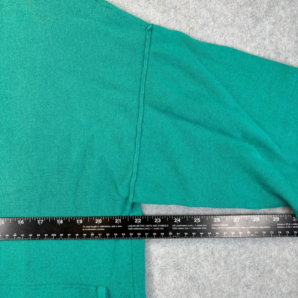 Pure Jill Sweater Women XS Petite Teal Green Cotton Cashmere Boxy‎ Pockets